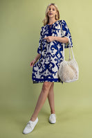 GiGio Abstract Print Mini Dress in Cobalt Mix