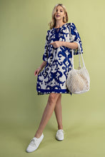 Load image into Gallery viewer, GiGio Abstract Print Mini Dress in Cobalt Mix

