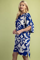 GiGio Abstract Print Mini Dress in Cobalt Mix