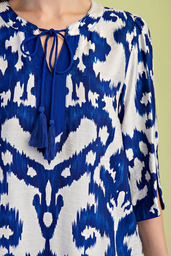 GiGio Abstract Print Mini Dress in Cobalt Mix