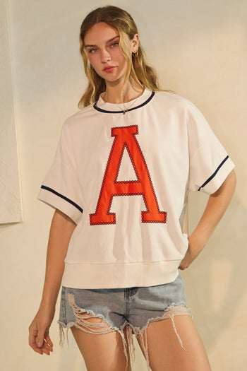 Oddi OVERSIZED Game Day Sweatshirt in White Navy