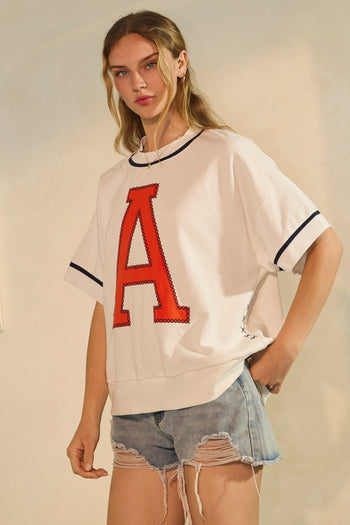 Oddi OVERSIZED Game Day Sweatshirt in White Navy
