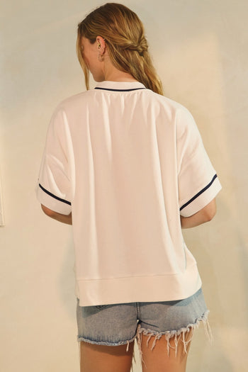 Oddi OVERSIZED Game Day Sweatshirt in White Navy