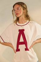 Oddi OVERSIZED Game Day Sweatshirt in White Dark Red