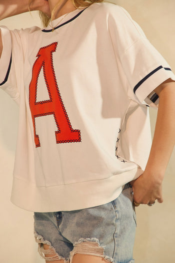 Oddi OVERSIZED Game Day Sweatshirt in White Navy