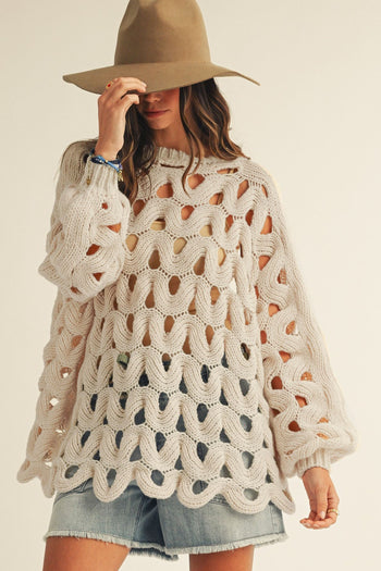 LovLov Luxe Open Knit Sweater in Oatmeal ON ORDER