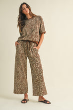 Load image into Gallery viewer, AnnieWear Leopard Jacquard Knit Top &amp; Wide Leg Pants Set in Brown
