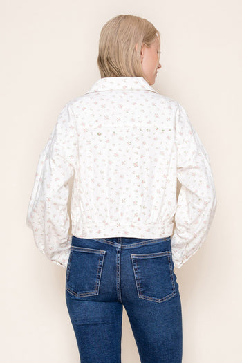 White Birch Floral Print Jacket in Off White
