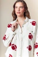 Fantastic Fawn OVERSIZED Football Patched Jacket in Off White