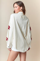Fantastic Fawn OVERSIZED Football Patched Jacket in Off White