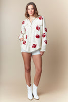 Fantastic Fawn OVERSIZED Football Patched Jacket in Off White