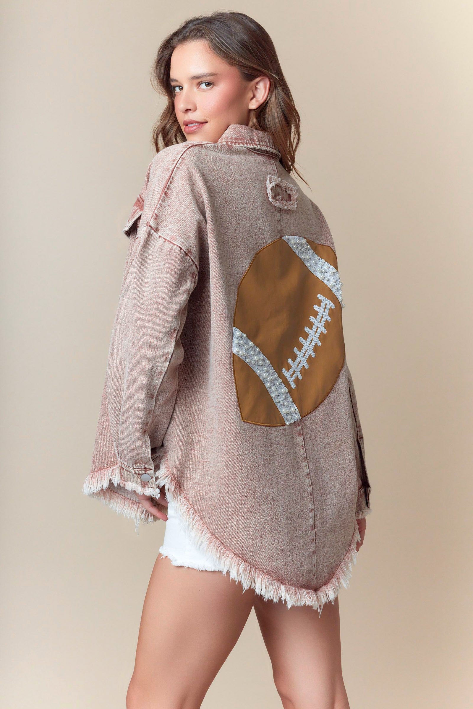 Fantastic Fawn Mineral Washed Denim Twill GAME DAY Shacket in