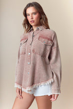 Load image into Gallery viewer, Fantastic Fawn Mineral Washed Denim Twill GAME DAY Shacket in Mauve
