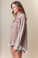 Fantastic Fawn Mineral Washed Denim Twill GAME DAY Shacket in Mauve