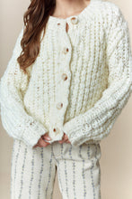 Load image into Gallery viewer, Peach Love Chunky Knit Cardigan in Cream

