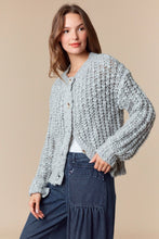 Load image into Gallery viewer, Peach Love Chunky Knit Cardigan in Heather Grey
