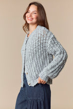 Load image into Gallery viewer, Peach Love Chunky Knit Cardigan in Heather Grey

