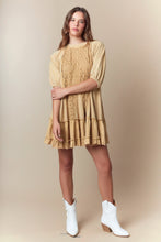 Load image into Gallery viewer, Fantastic Fawn Mineral Washed Terry Knit Mini Dress with Eyelet Lace Panel Front in Stone
