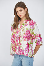 Load image into Gallery viewer, FATE Floral Print Top with Pin Tuck Details in Cream Multi
