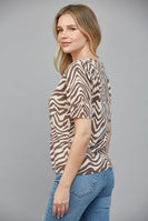 FATE Lightweight Animal Print Knit Sweater in Taupe Brown