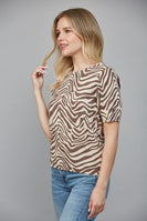 FATE Lightweight Animal Print Knit Sweater in Taupe Brown