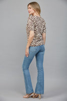 FATE Lightweight Animal Print Knit Sweater in Taupe Brown