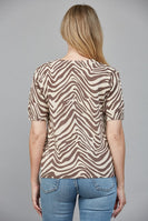 FATE Lightweight Animal Print Knit Sweater in Taupe Brown