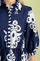 GiGio Bold Print Midi Dress in Navy