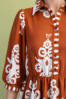 GiGio Bold Print Midi Dress in Pumpkin