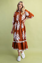 Load image into Gallery viewer, GiGio Bold Print Midi Dress in Pumpkin
