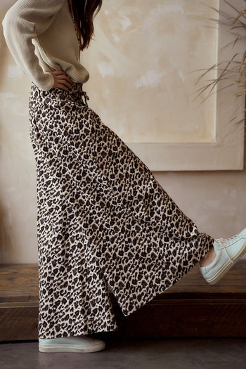 LovLov Animal Print Wide Leg Pants in Leopard