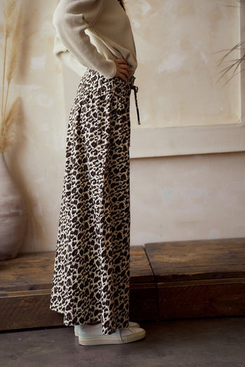 LovLov Animal Print Wide Leg Pants in Leopard