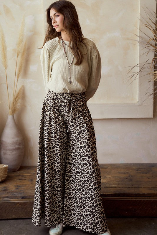LovLov Animal Print Wide Leg Pants in Leopard – June Adel