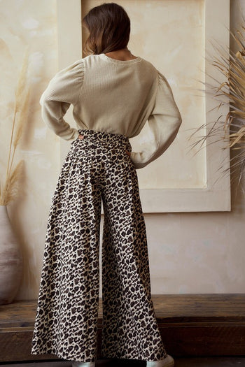 LovLov Animal Print Wide Leg Pants in Leopard