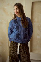 Load image into Gallery viewer, LovLov Embroidered Vintage Leaf Quilted Jacket in Blue
