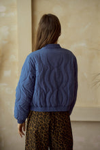 Load image into Gallery viewer, LovLov Embroidered Vintage Leaf Quilted Jacket in Blue
