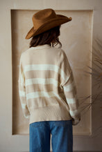 Load image into Gallery viewer, LovLov Contrasting Color Striped Knit Cardigan in Oatmeal/Ivory
