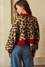 Load image into Gallery viewer, LovLov Animal Print Knit Cardigan with Bow Front Details in Leopard/Red ON ORDER
