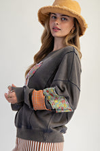 Load image into Gallery viewer, Easel Terry Knit Sweatshirt with Mix n Match Print Heart Patch in Ash
