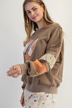 Load image into Gallery viewer, Easel Terry Knit Sweatshirt with Mix n Match Print Heart Patch in Faded Olive
