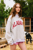 BucketList Graphic Print Sweatshirt "ALABAMA" with Reversible "AL" Print in Heather Grey