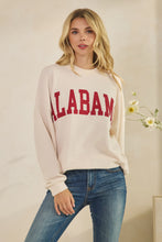 Load image into Gallery viewer, Tres Bien Solid Color Cloudy Knit Top with ALABAMA Graphic Print Front in Cream
