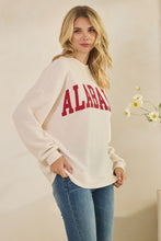 Load image into Gallery viewer, Tres Bien Solid Color Cloudy Knit Top with ALABAMA Graphic Print Front in Cream
