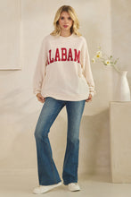 Load image into Gallery viewer, Tres Bien Solid Color Cloudy Knit Top with ALABAMA Graphic Print Front in Cream
