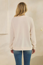 Load image into Gallery viewer, Tres Bien Solid Color Cloudy Knit Top with ALABAMA Graphic Print Front in Cream
