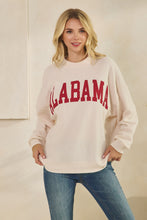 Load image into Gallery viewer, Tres Bien Solid Color Cloudy Knit Top with ALABAMA Graphic Print Front in Cream
