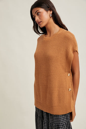 Wishlist OVERSIZED Sweater Vest in Hazelnut