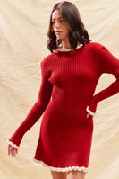 So Me FITTED Ribbed Sweater Mini Dress in Red
