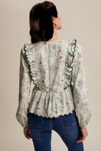 Load image into Gallery viewer, Listicle Floral Print Front Tie Top in Mint
