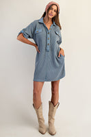 ee:some Snow Washed Waffle Knit Mini Dress in Denim
